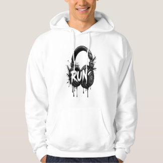 RUN Headphones Street Art Sticker Hoodie