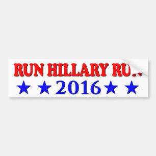 Run Hillary - Red & Blue - No BG - MultiProducts Bumper Sticker