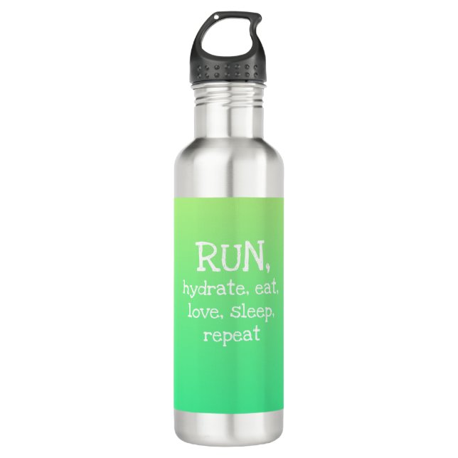 RUN, Hydrate, Eat, Love...Steel Water Bottle (Front)
