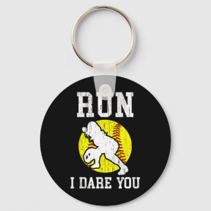 Run I Dare You Girls Softll Catcher Softll Player Keychain