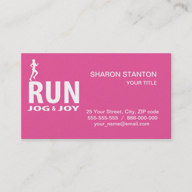 Run, jog and joy business card (Front)