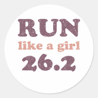 Run like a girl 26.2 classic round sticker