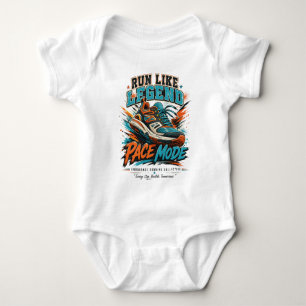 Run Like Legend Pace Mode Retro Running Shoe Art Baby Bodysuit