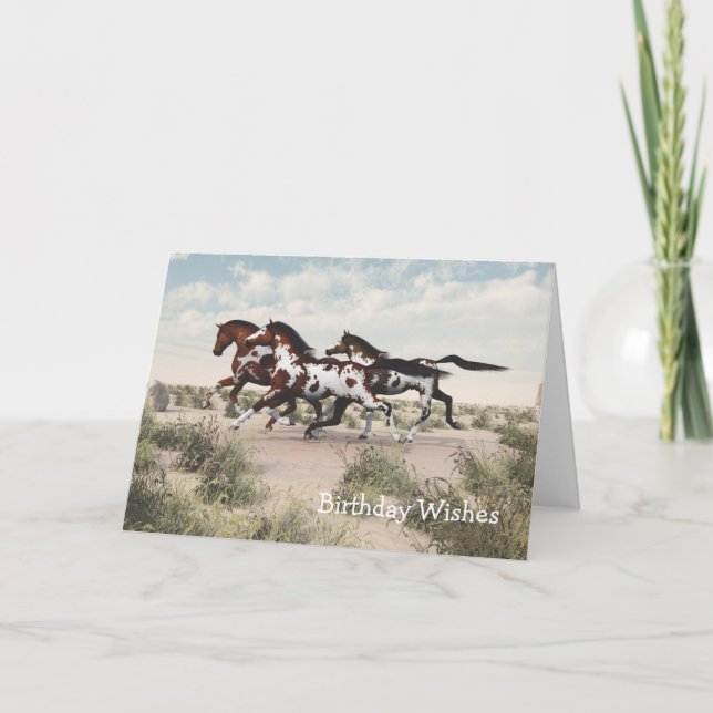 Run Like the Wind - Galloping Horses Birthday Card (Front)