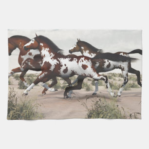 Run Like the Wind - Galloping Paint Horses Kitchen Towel