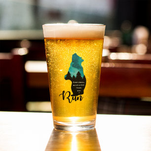 Run Motivation Finds You Funny Bear Graphic Glass