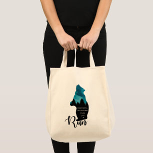 Run Motivation Finds You Funny Bear Graphic Tote Bag