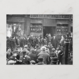 Run on East Side Bank, NYC, 1912 Postcard