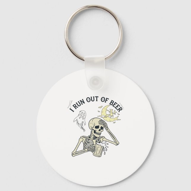 Run Out Beer Skeleton Ghost Moon Halloween_1 Keychain (Front)