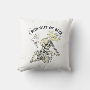 Run Out Beer Skeleton Ghost Moon Halloween_1 Throw Pillow