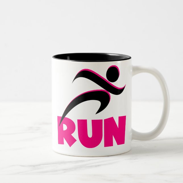 RUN Pink Two-Tone Coffee Mug (Right)