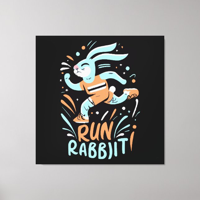 run rabbit marathon runner bunny cute canvas print (Front)