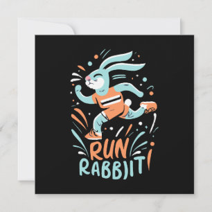 run rabbit marathon runner bunny cute invitation