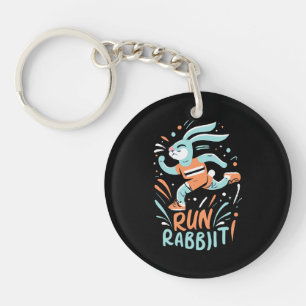 run rabbit marathon runner bunny cute keychain