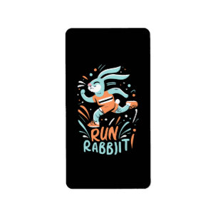 run rabbit marathon runner bunny cute label