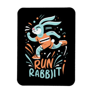 run rabbit marathon runner bunny cute magnet
