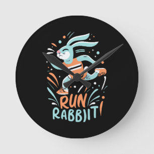 run rabbit marathon runner bunny cute round clock