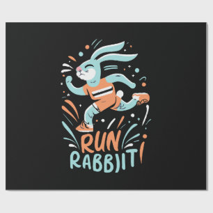 run rabbit marathon runner bunny cute wrapping paper