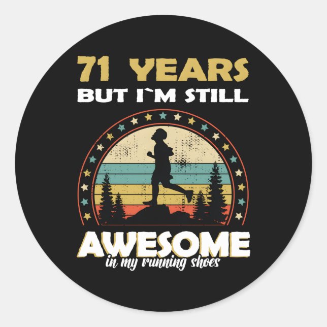 Run Runner Awesome 71 Classic Round Sticker (Front)