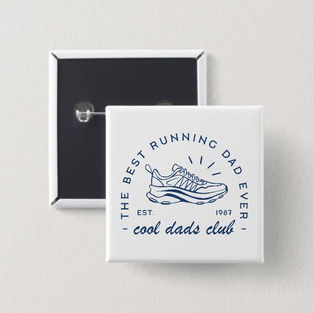 Run running cool dad club best runner funny quotes 2 inch square button (Front & Back)