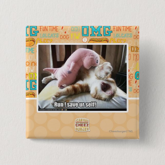 Run! Save ur self! 2 Inch Square Button (Front)