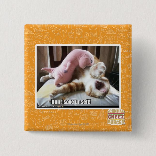 Run! Save ur self! 2 Inch Square Button (Front)