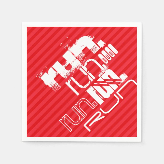 Run; Scarlet Red Stripes Napkin (Front)