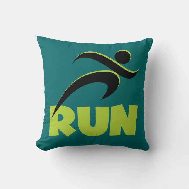 RUN Spring Green Throw Pillow (Front)