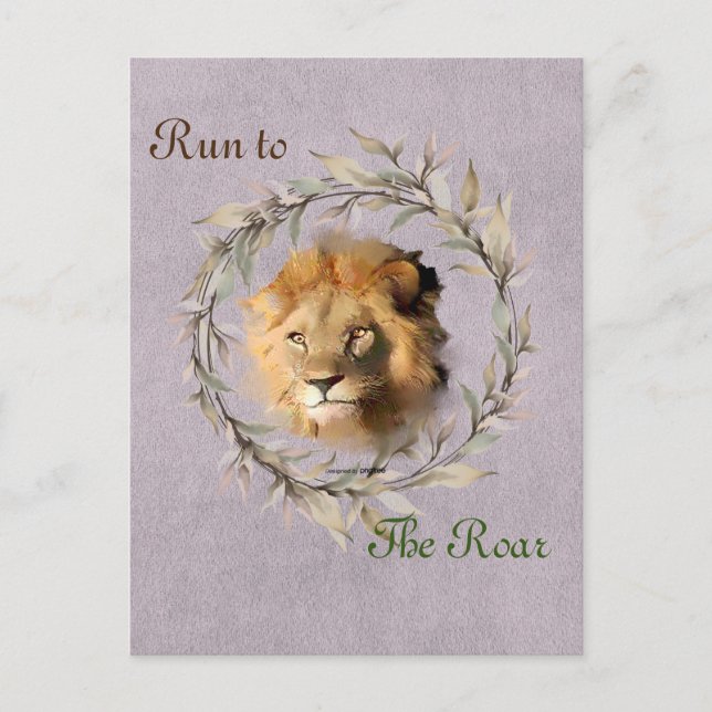 Run to the Roar Taupe Postcard Designer (Front)