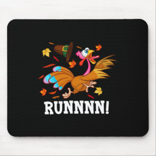 Run Turkey Thanksgiving Autumn Fall Leaves Thankfu Mouse Pad
