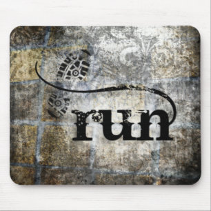 Run w/Shoe Grunge by Vetro Jewellery & Designs Mouse Pad