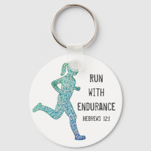 "Run With Endurance" Girl Runner Keychain