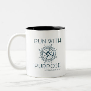 Run With Purpose - 1 Corinthians 9:26 Two-Tone Coffee Mug