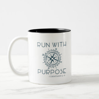 Run With Purpose - 1 Corinthians 9:26 Two-Tone Coffee Mug