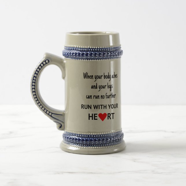 Run with your heart sport beer stein (Left)