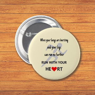 Run with your heart sports motivation 2 inch round button