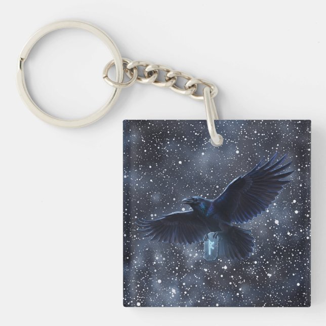 Runa Fehu and the Odin Crow Keychain (Front)