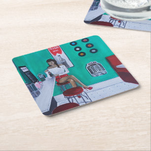 Runaround Sue Painting by Alfred Fox Square Paper Coaster