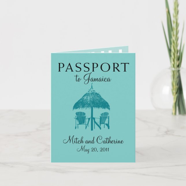 Runaway Bay Jamaica Passport Wedding Invitation (Front)