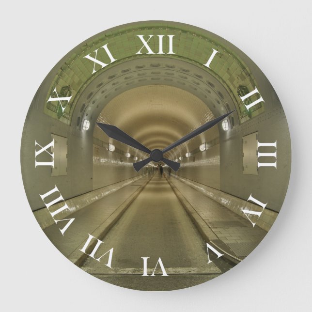 Runde Wanduhr römische Ziffern Hamburg Elbtunnel Large Clock (Front)