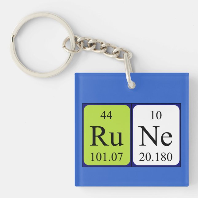 Rune periodic table name keyring (Front)