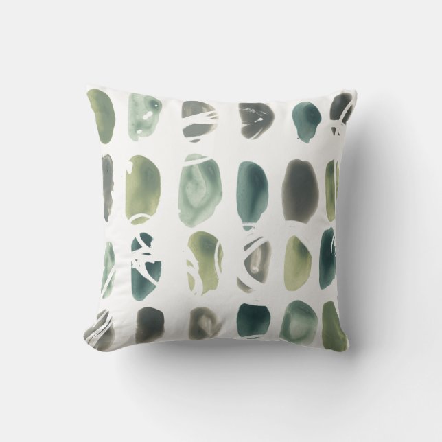 Rune Stone - Green Throw Pillow (Front)