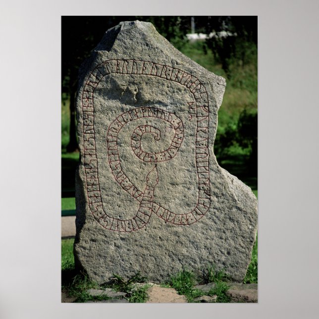 Rune stone outside Gripsholm Castle Poster (Front)