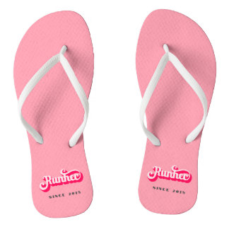 Runher Running Pink Bold Retro Font Motivational Flip Flops