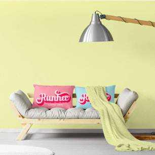Runher Running Pink Bold Retro Font Motivational Throw Pillow
