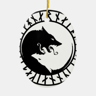 Runic Dire Wolf viking norse nordic runes Ceramic Ornament