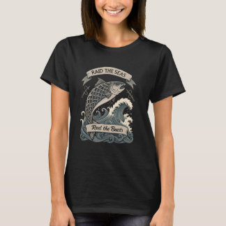 Runic Engraved Fisch u2013 Funny Nordic Viking Ang T-Shirt