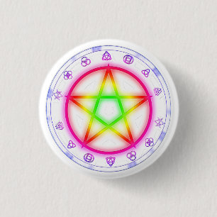 Runic Rainbow Pentacle Pagan Pride design 1 Inch Round Button