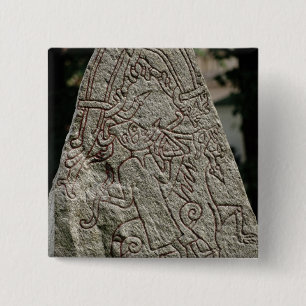 Runic stone 2 inch square button