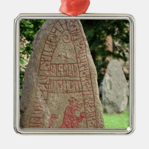 Runic stone metal ornament